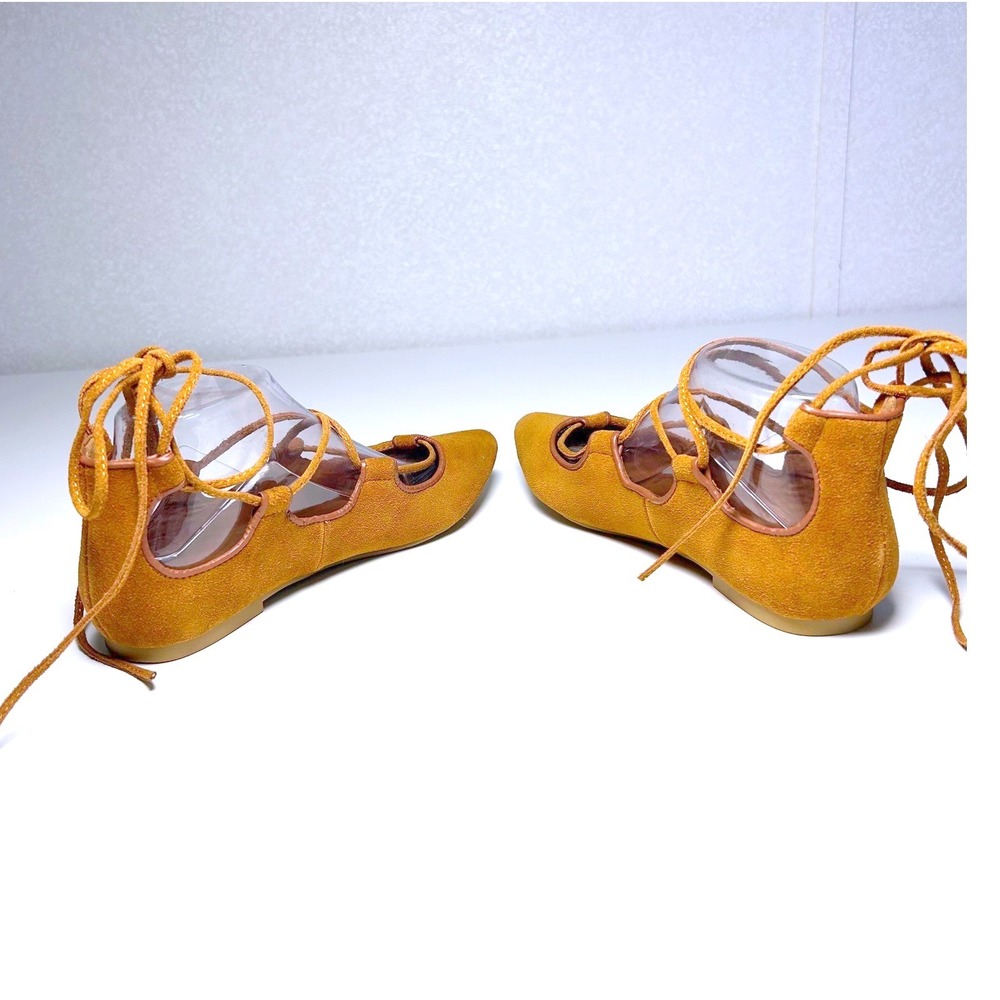 gap gladiator lace-up western boho ballet flats brown suede pointed toe 7.5 - Picture 5 of 8